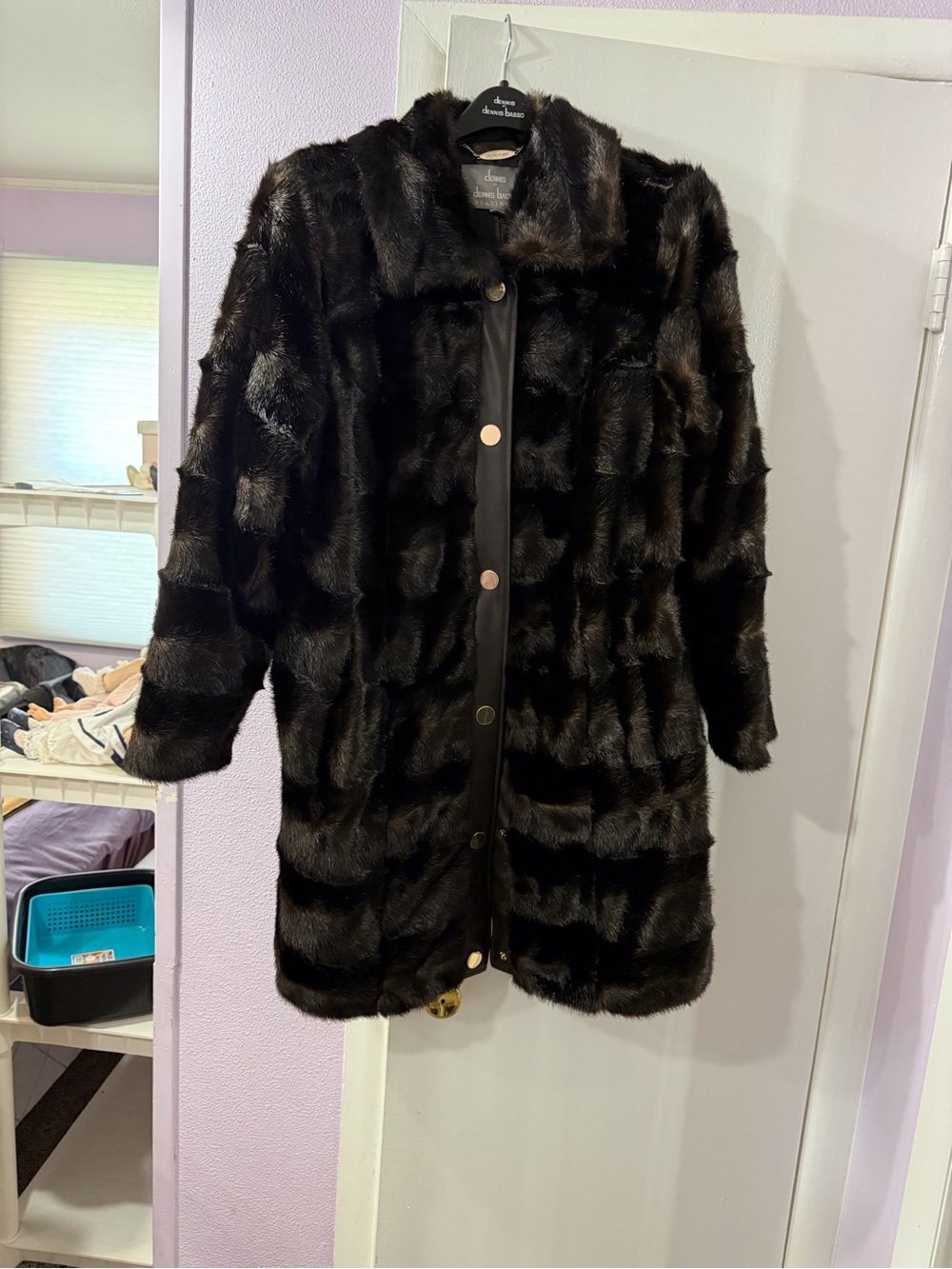 dennis basso Black Faux Fur Snap - Front Coat
